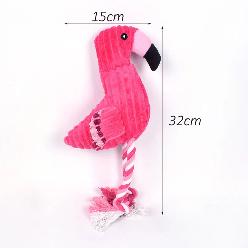 Plush Flamingo Squeaky Dog Chew Toy for Small Dogs