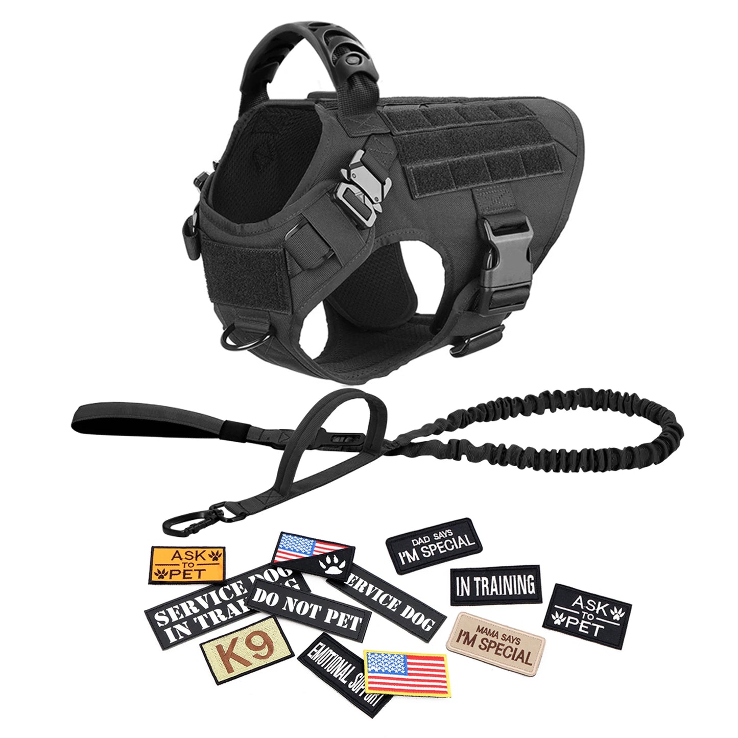 PETRAVELCN Military Dog Harness Vest Training Gear Set