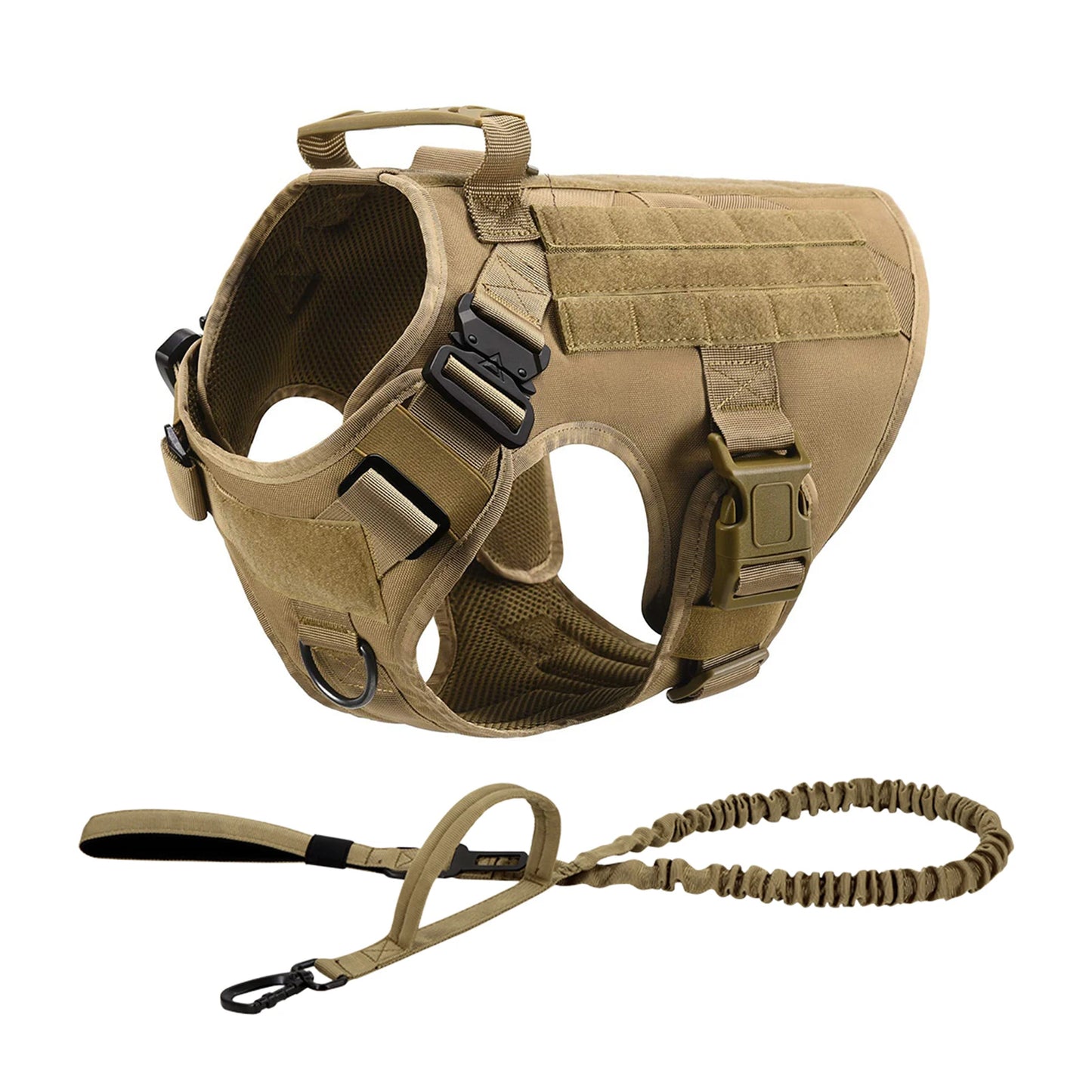 Tactical Nylon Dog Harness Collar Leash Set Training Vest