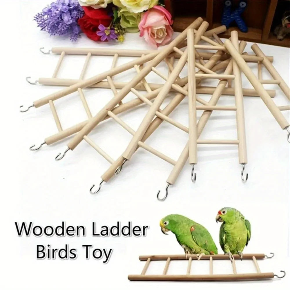 Natural Solid Wood Parrot Toy Climbing Ladder For Bird Cage