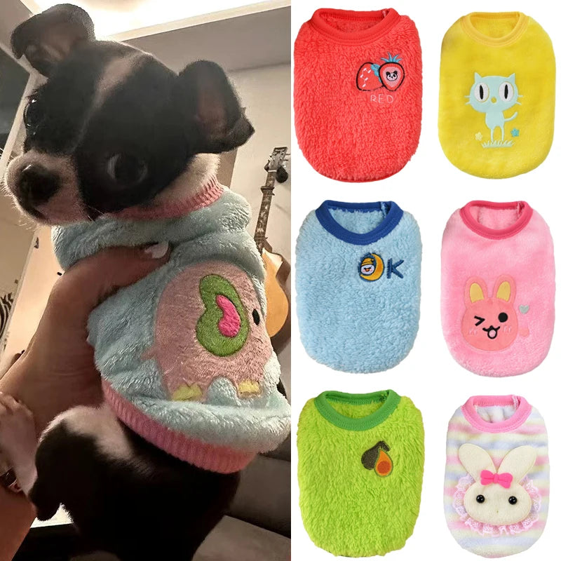 Cute Tea Cup Print Dog Sweater Fleece Winter Coat For Small Dogs