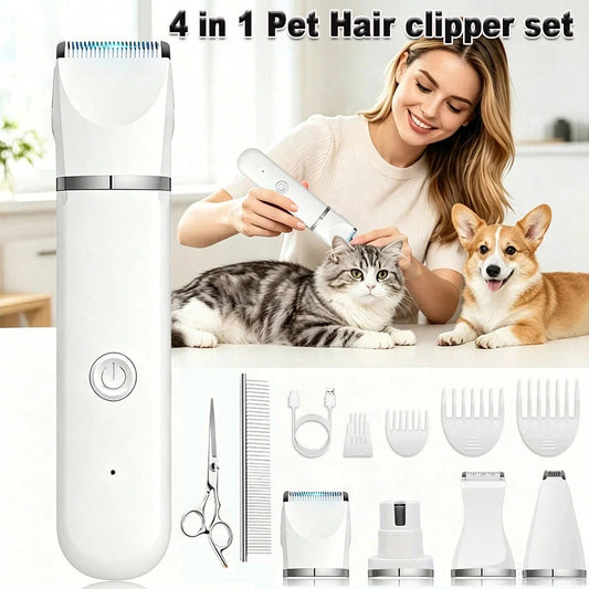 SHUYU 4 In 1 Rechargeable Pet Hair Clipper Grooming Kit