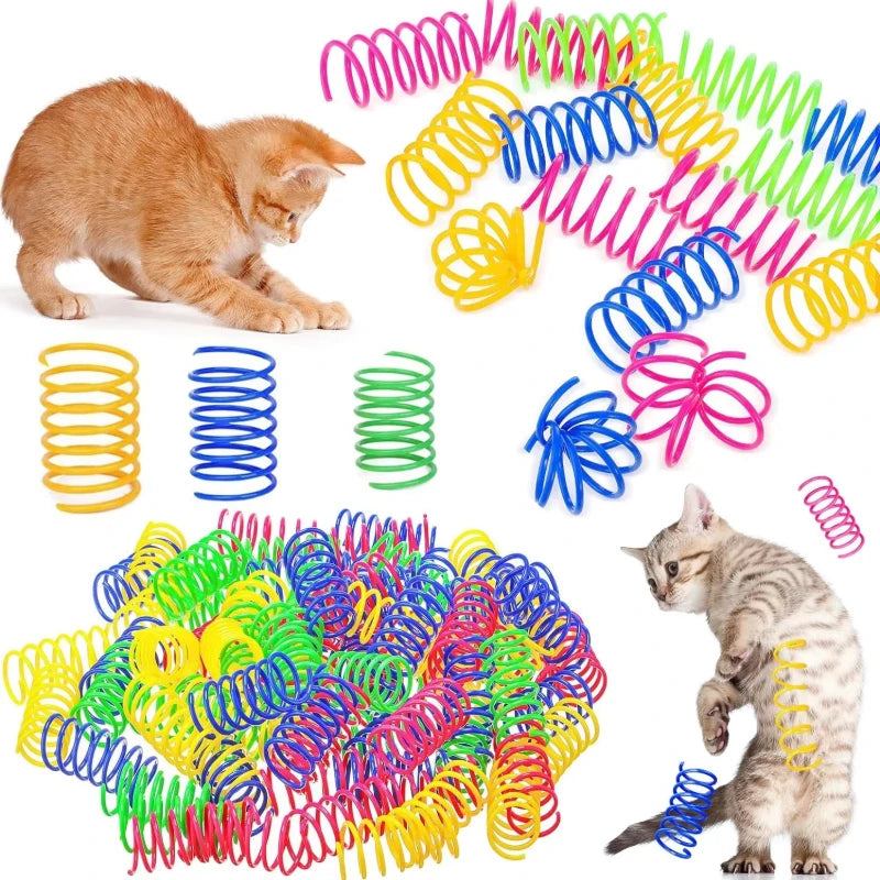 Cat Spring Toys Set For Indoor Cats Durable Plastic Interactive Coils