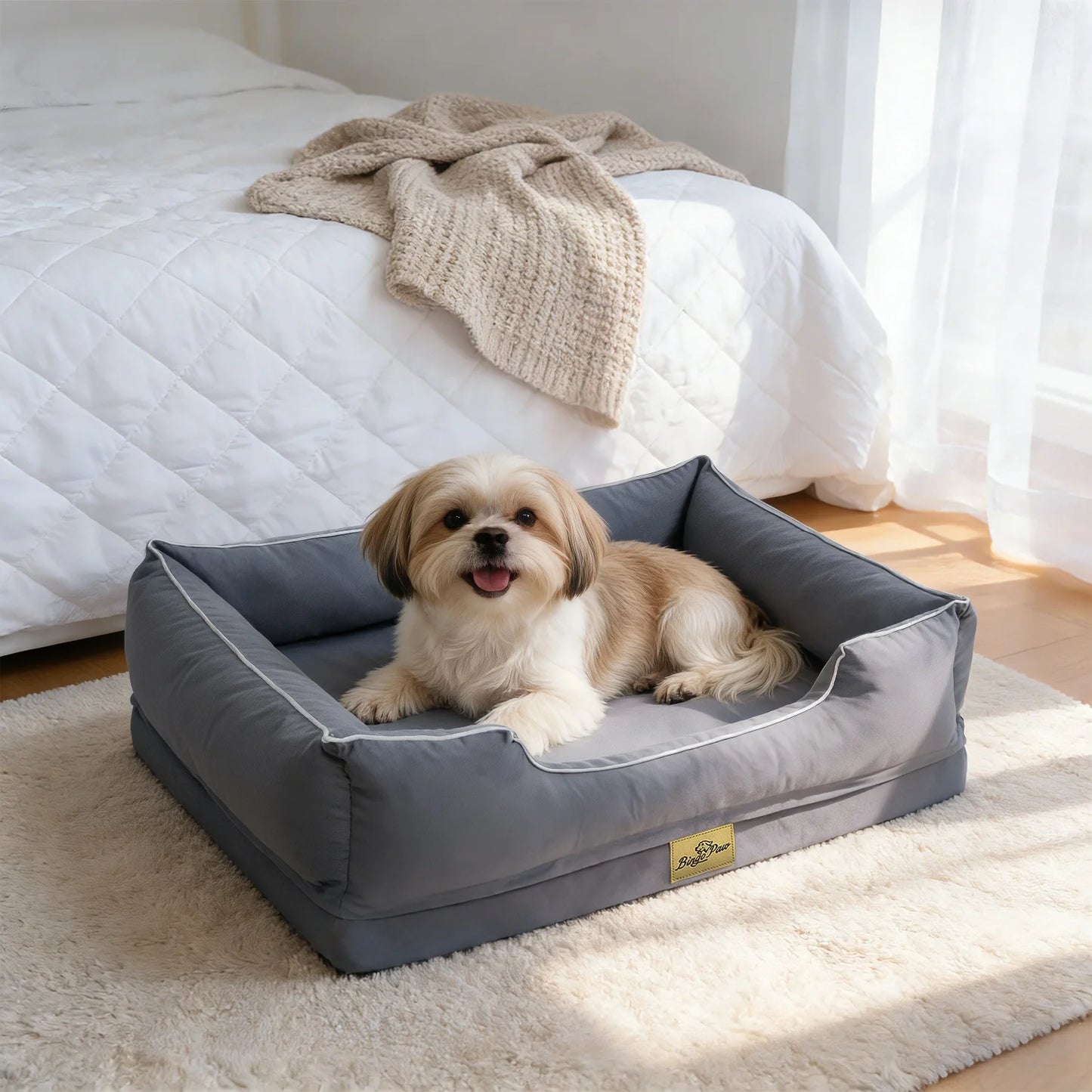 Bingopaw Orthopedic Foam Bolster Dog Bed Sofa