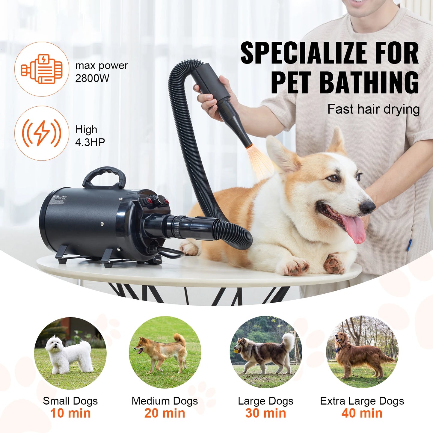SucceBuy Dog Dryer 2000W Pet Grooming Dryer With Adjustable Speed