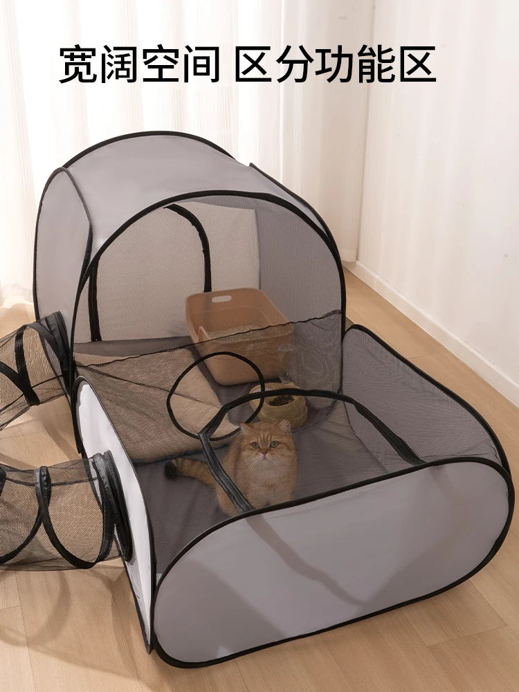 NONECN Foldable Pet Nest With Play Tunnel Oxford Fabric