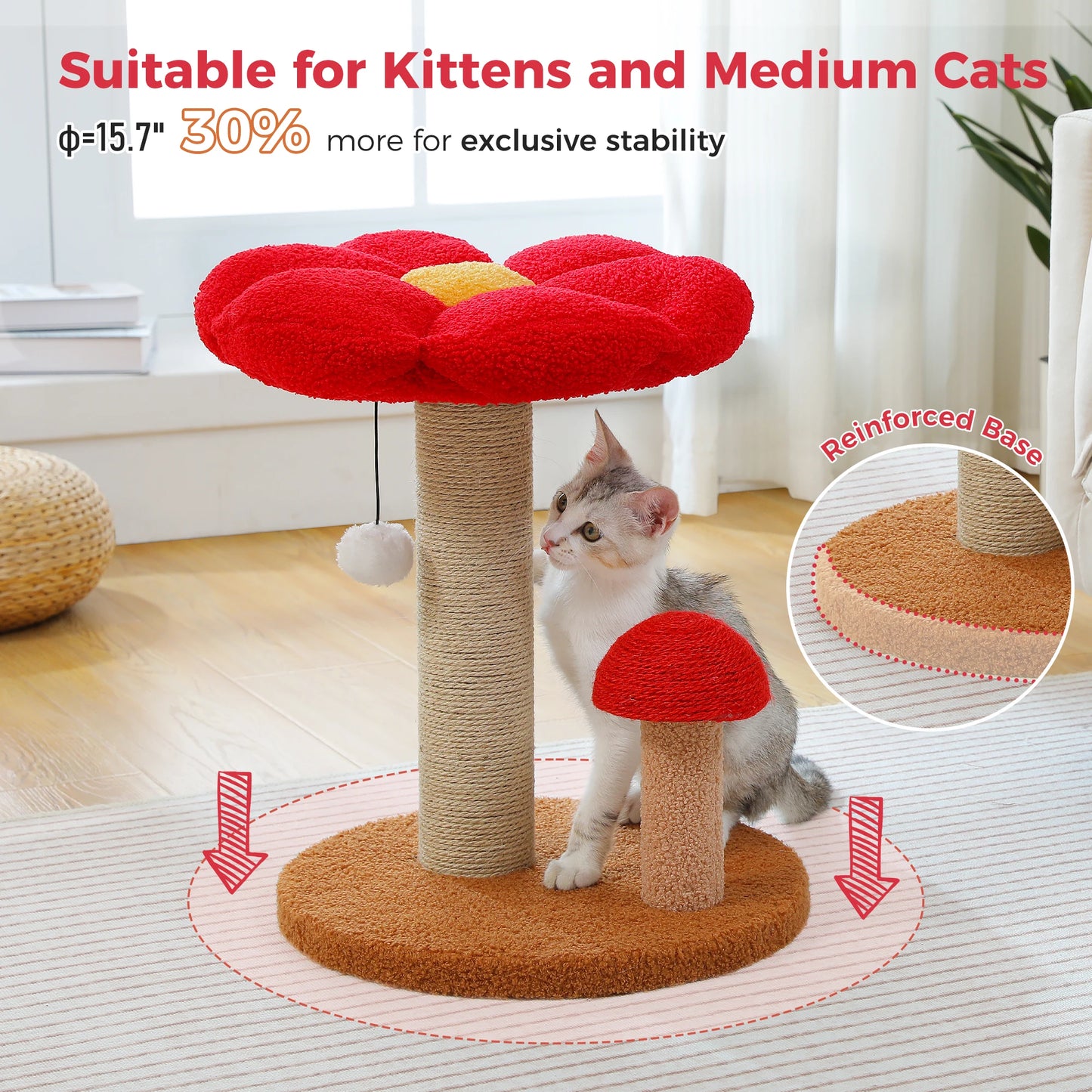 PAWZ Road Mushroom Cat Scratching Posts With Removable Flower Bed