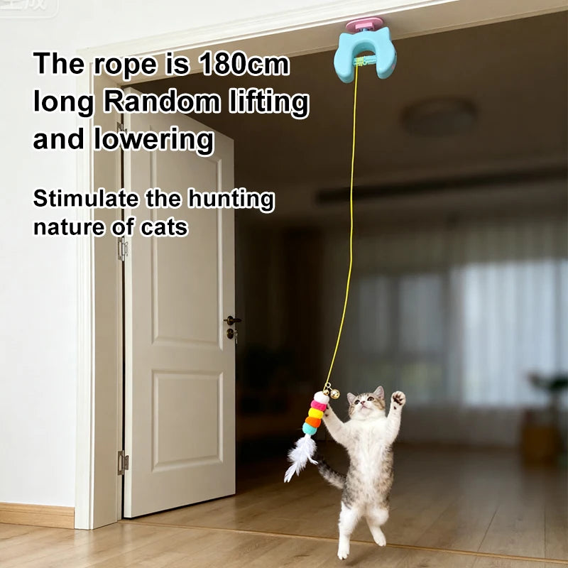 Electric Cat Toy With Ropes Auto Swing Feather Teaser