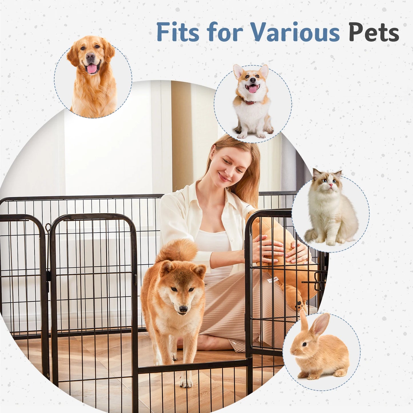 JHK Metal Dog Playpen 8 Panel Folding Fence Outdoor