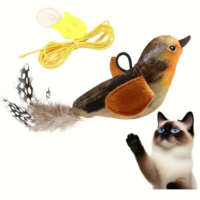 Wall Mounted Sound Activated Plush Bird Catnip Kitten Toy
