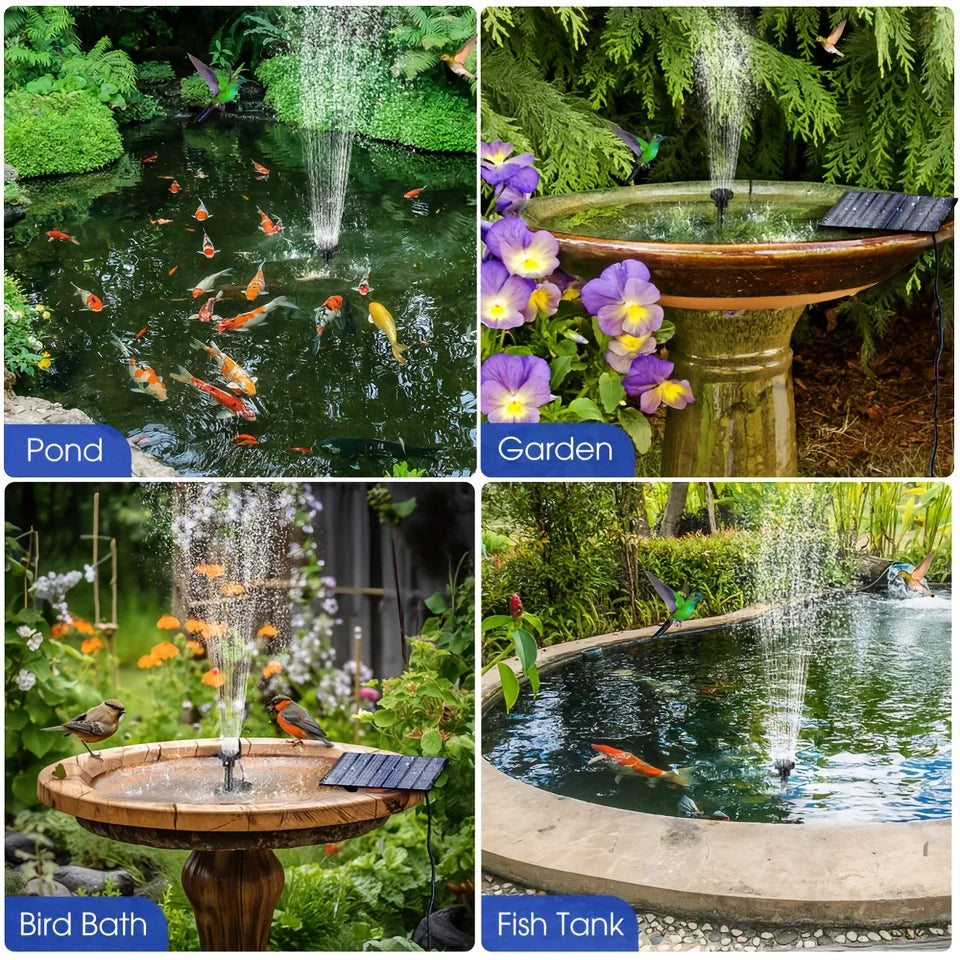 Solar Fountain Pump With 6 Nozzles For Outdoor Water Features