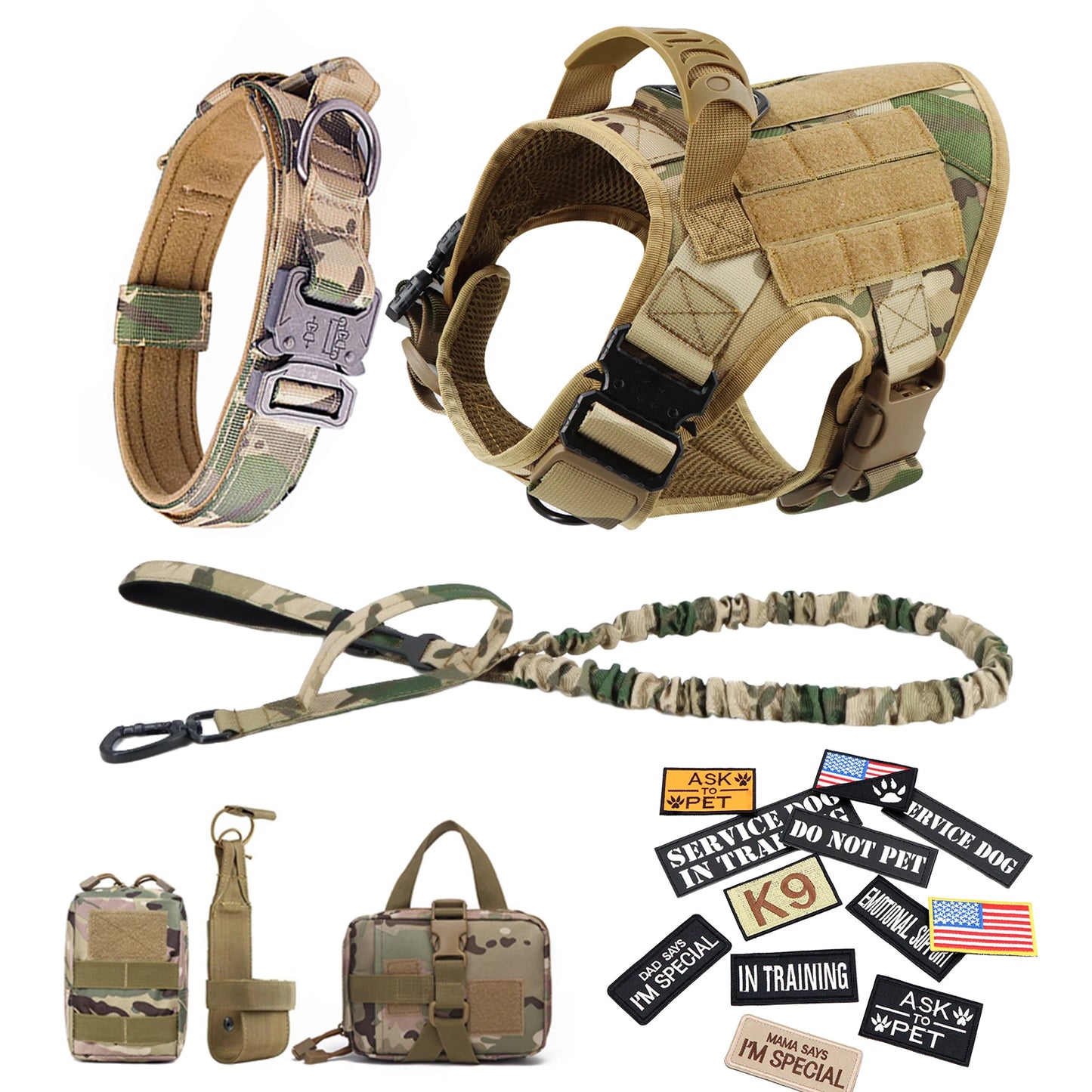 PETRAVELCN Military Dog Harness Vest Training Gear Set