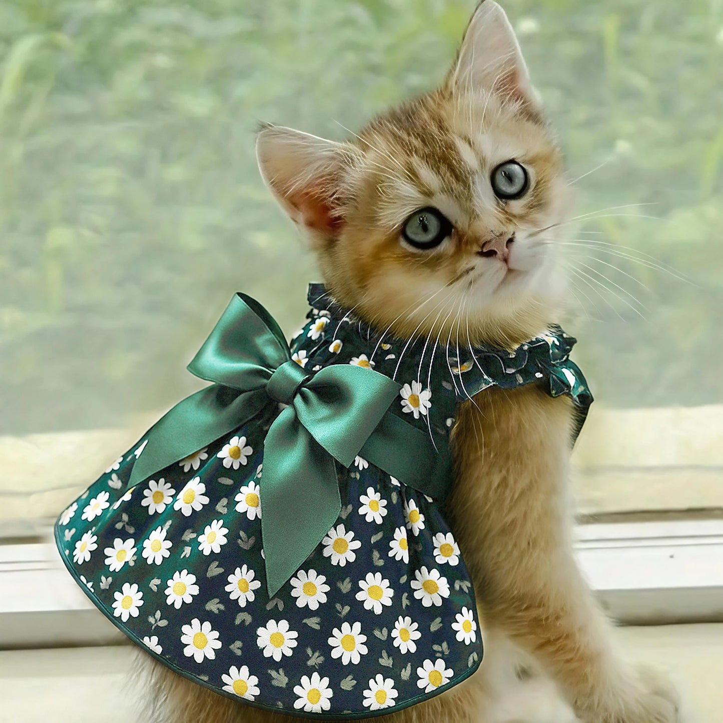 Cat Dog Sleeveless Flower Dress Princess Style Summer Outfit