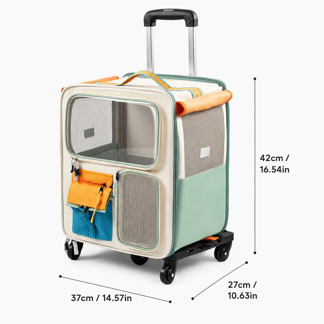 2 In 1 Rolling Cat Carrier With Wheels Telescopic Handle