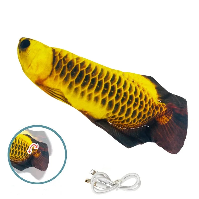 USB Charger Fish Cat Toy Interactive Floppy Realistic Chew