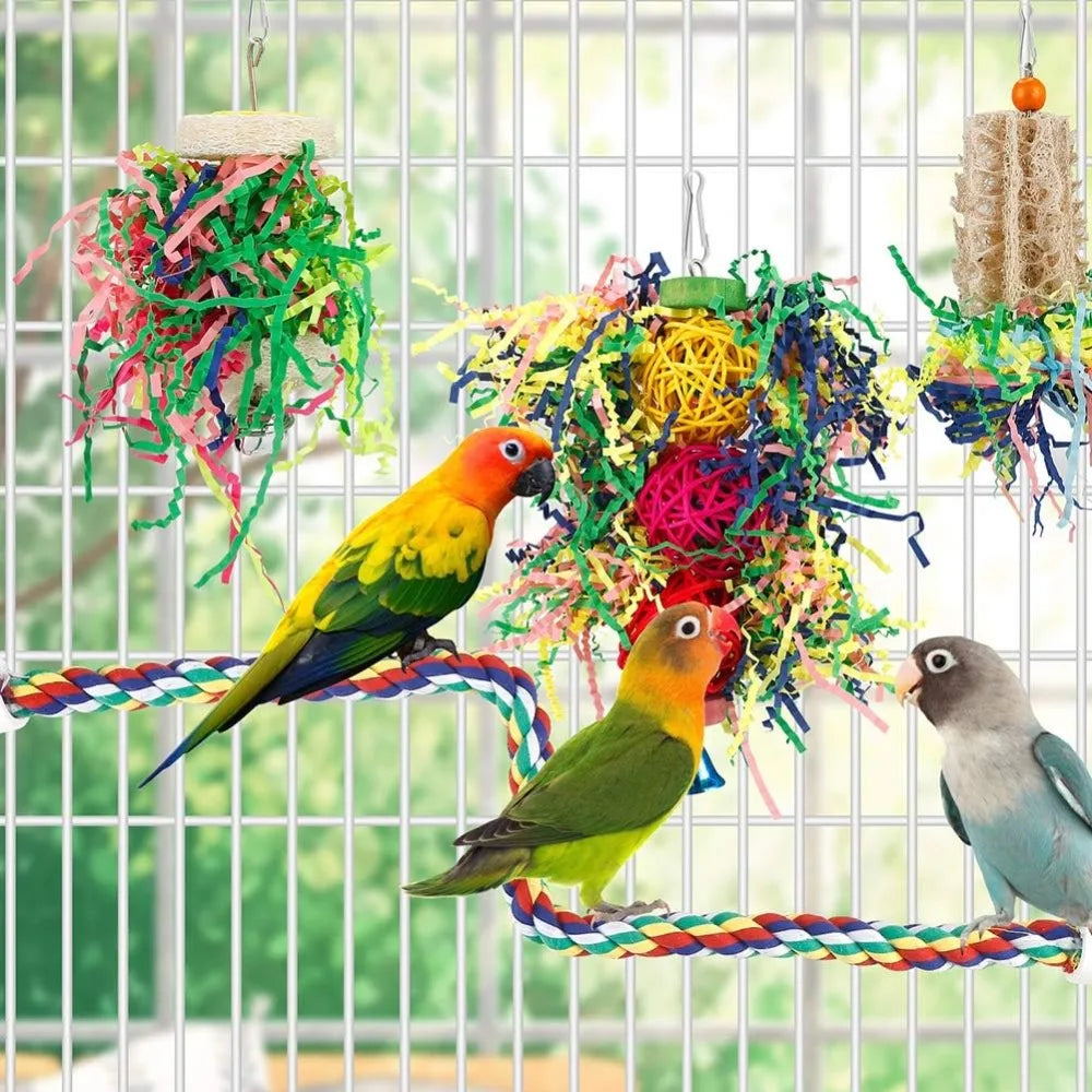 6 Pack Paper Bird Chew Toys With Crinkle Ball