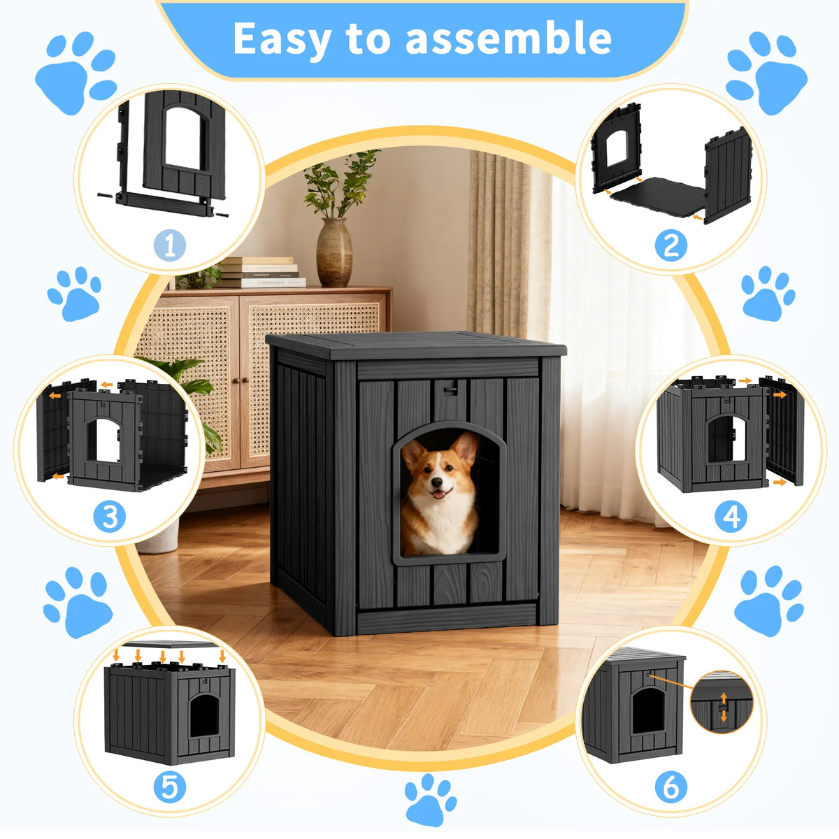 Indoor Outdoor Resin Cat House And Waterproof Pet Kennel Table
