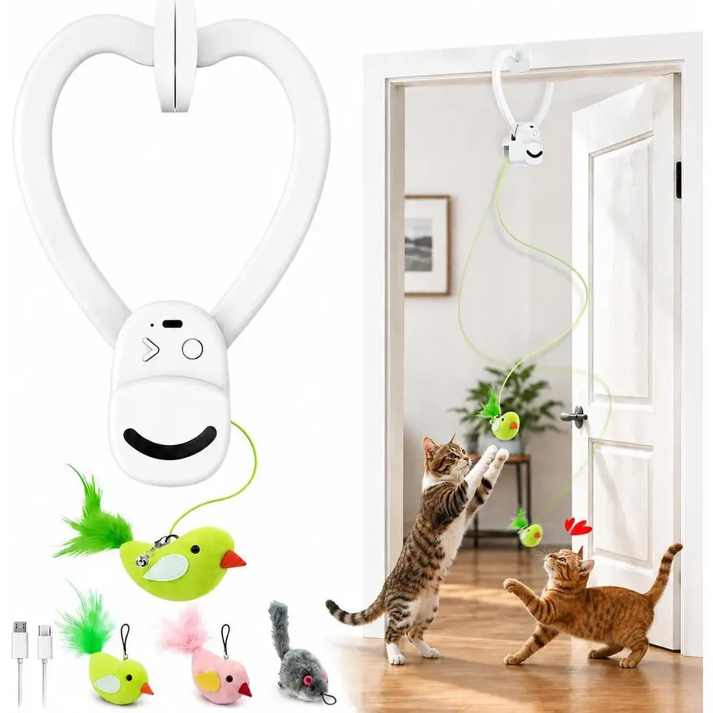 Indoor Cat Toy Wand Chase Bird Interactive USB Rechargeable