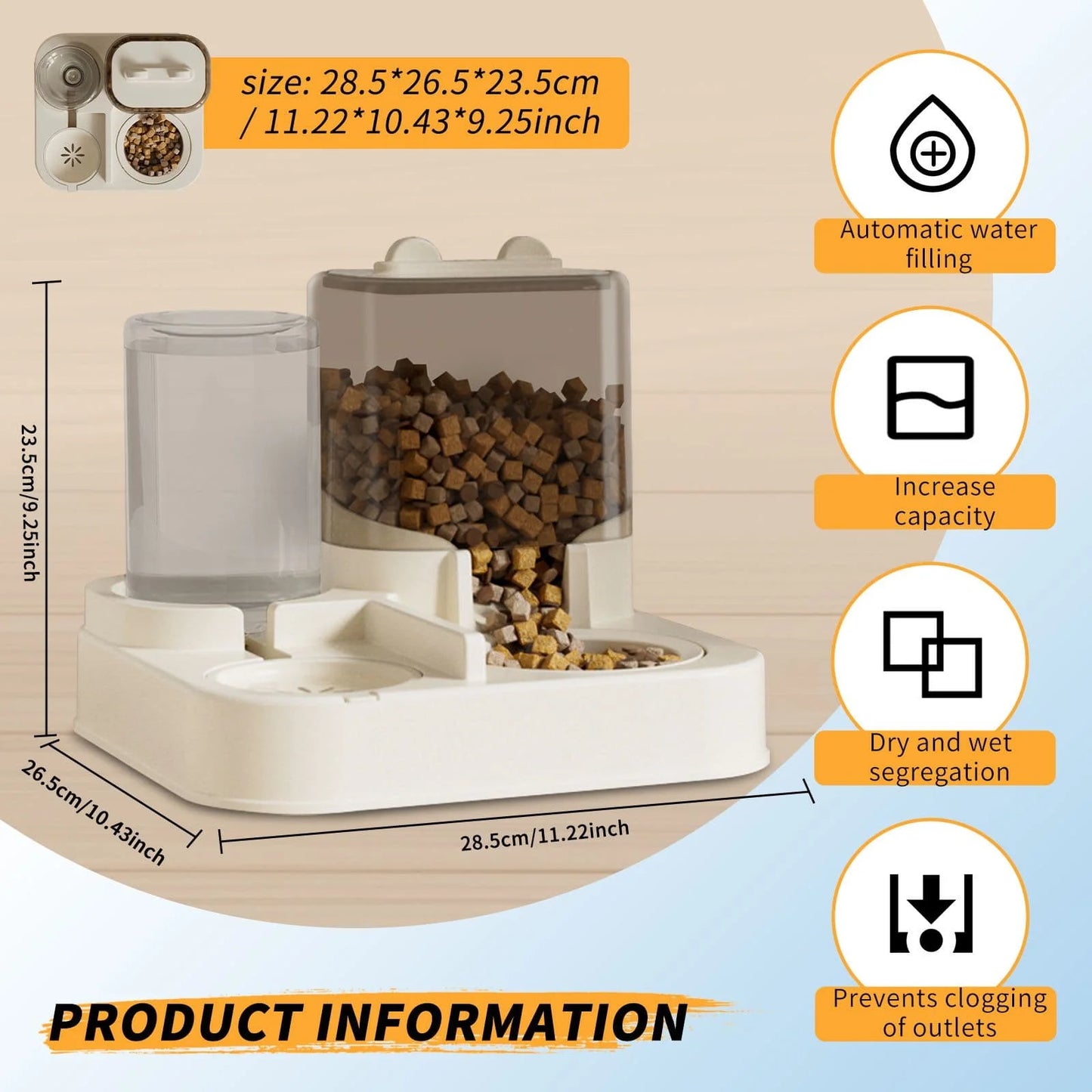 Automatic Pet Feeder And Waterer Gravity Dispenser