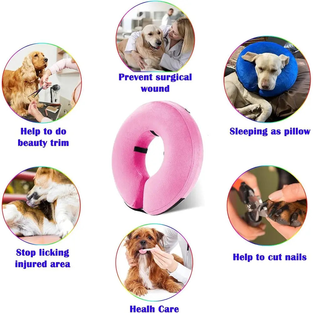 Inflatable Donut Recovery E-Collar, Adjustable for Small Medium Large Dogs and Cats