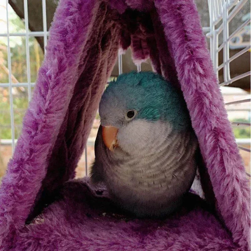 Bird Parrot Cage With Warm Hammock Hut Tent For Sleeping