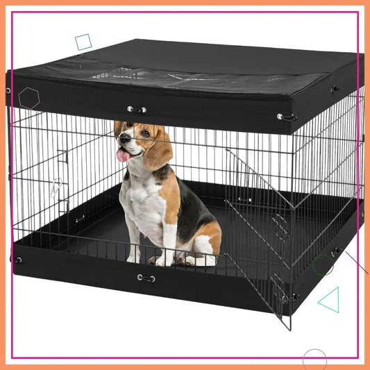 Foldable Dog Playpen With Top Cover And Front Door