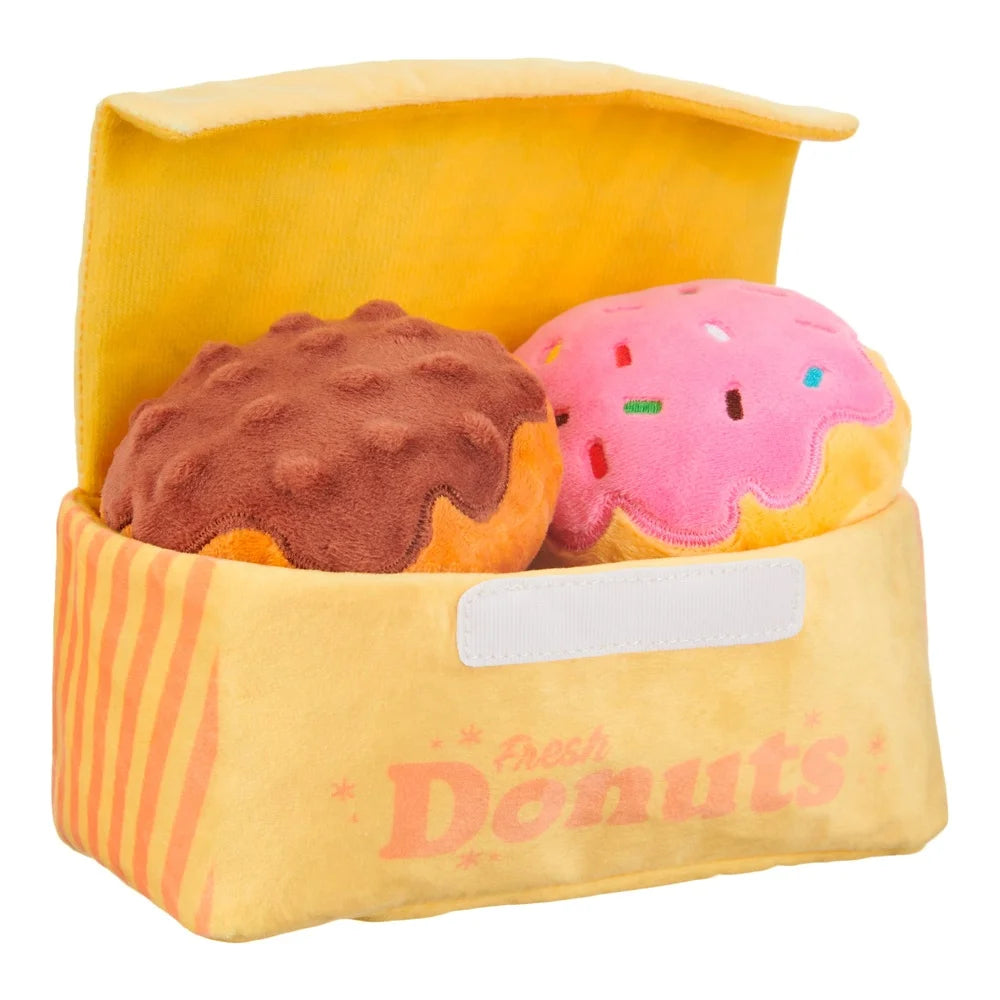 Interactive Plush Donut Crinkle Treat Dispenser Squeaky Dog Toy