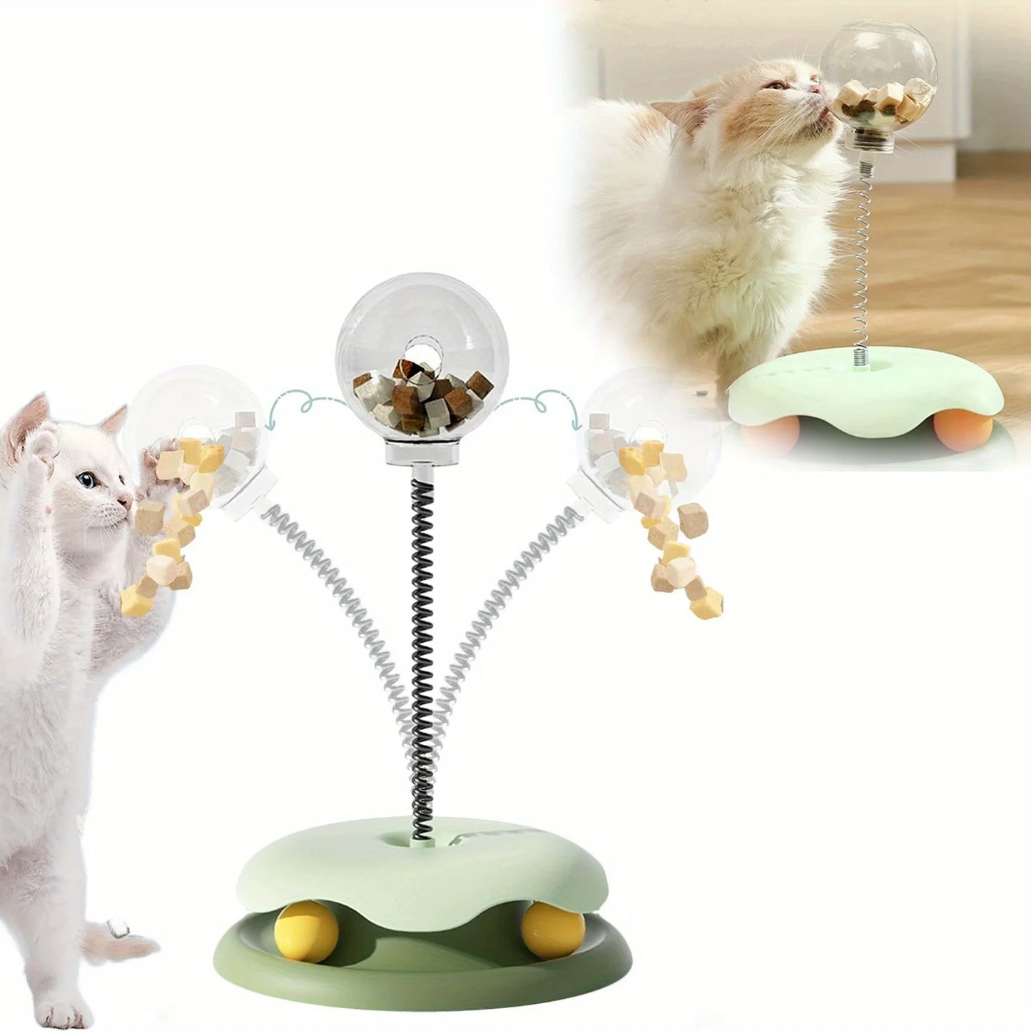 Turntable Cat Toy Treat Dispenser 3 In 1 Self Entertainment