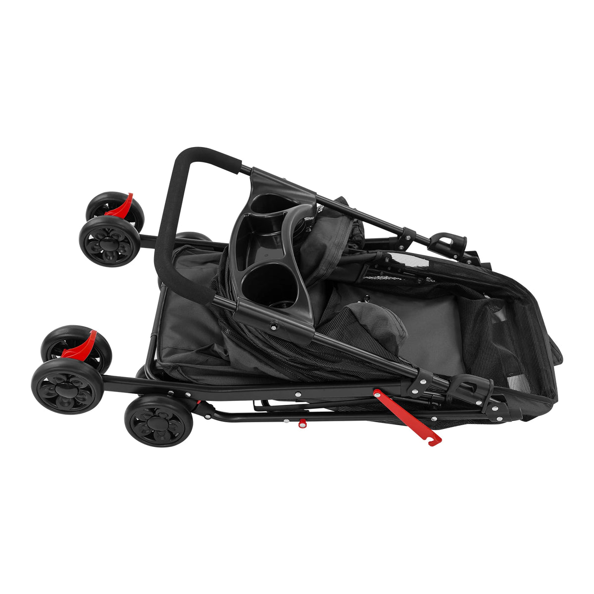 Ergonomic Foldable Pet Travel Cart With Breathable Mesh Ventilation