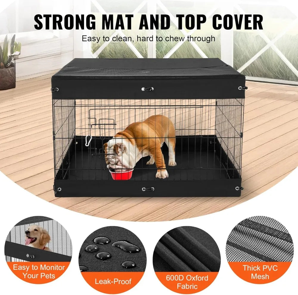 Foldable Dog Playpen With Top Cover And Front Door