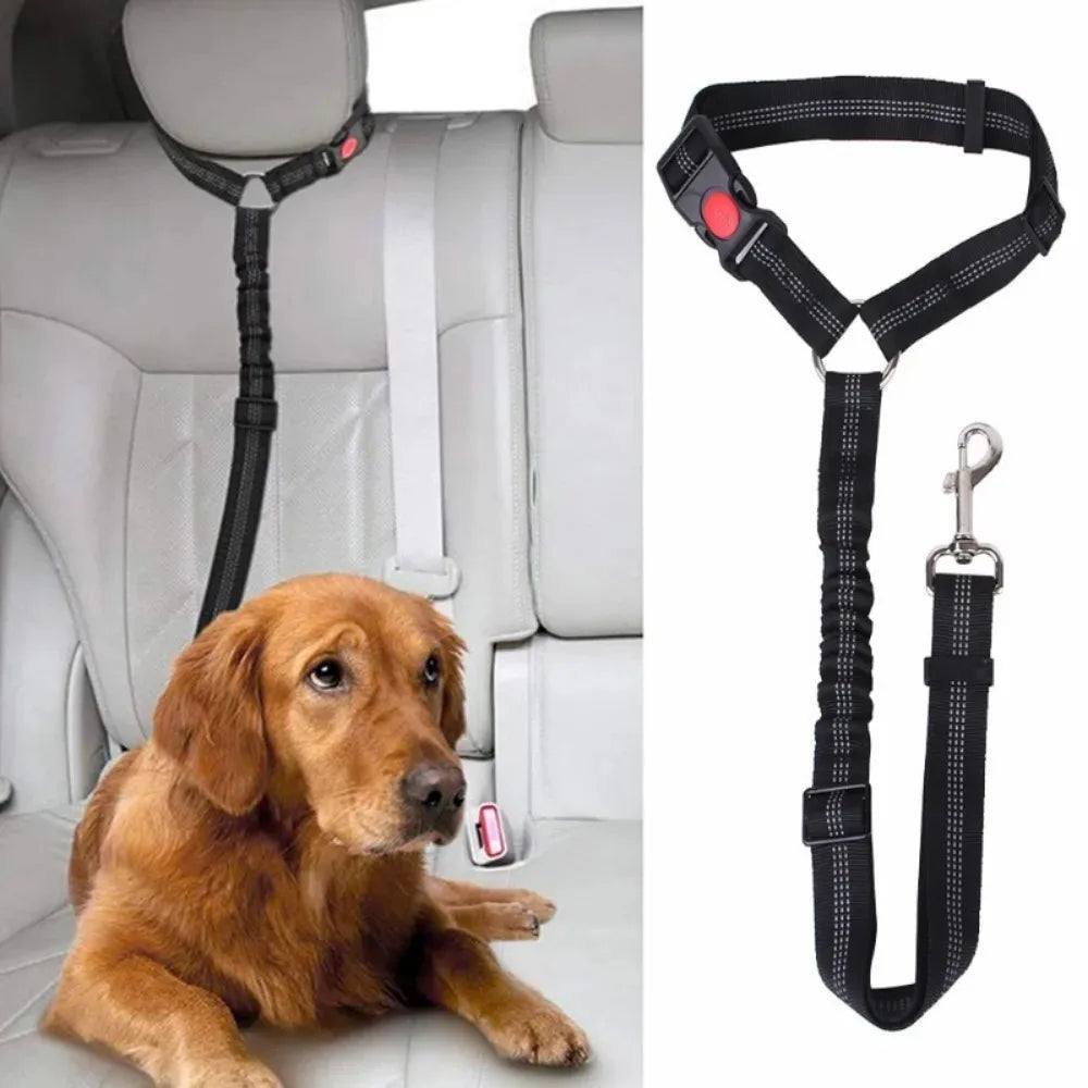 Dog Car Seat Belt 2 In 1 Headrest Restraint Reflective