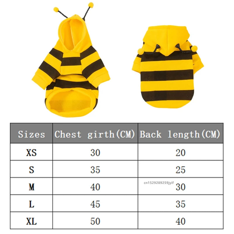 Bee Pet Puppy Coat Outfit Winter Warm Dog Hoodie Costume