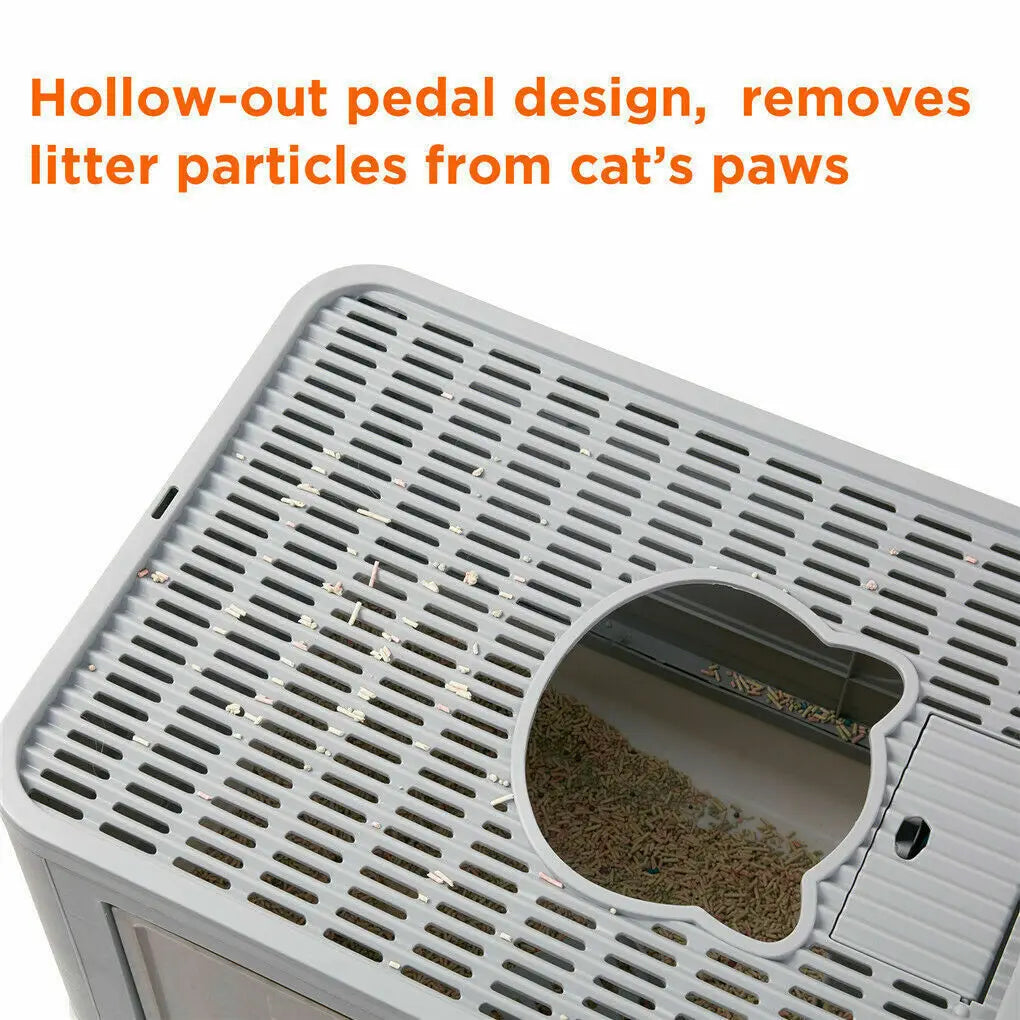 Foldable Cat Litter Box With Front Entry And Scoop Enclosed