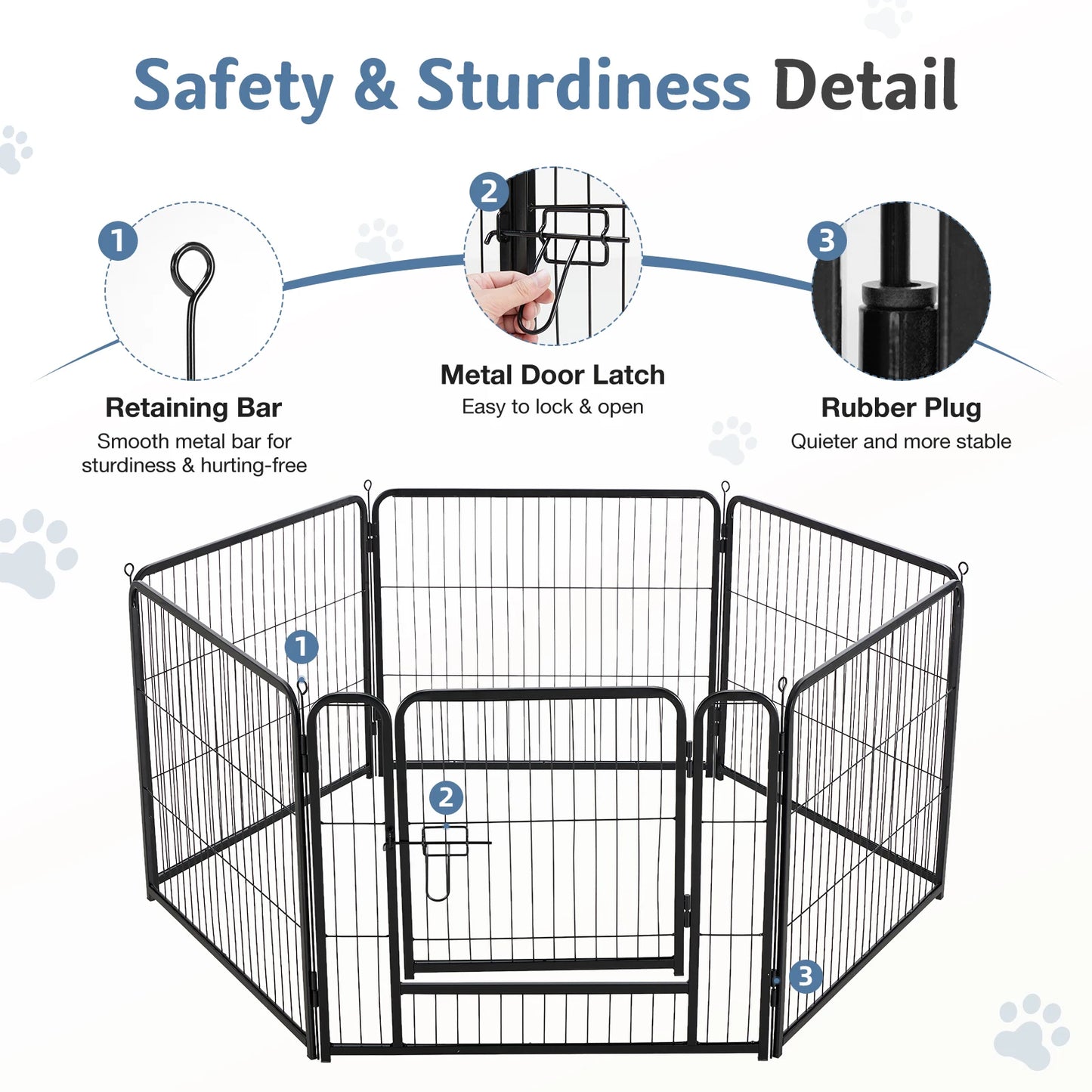 JHK 6 Panels Metal Dog Playpen Fence Foldable For Outdoor Yard