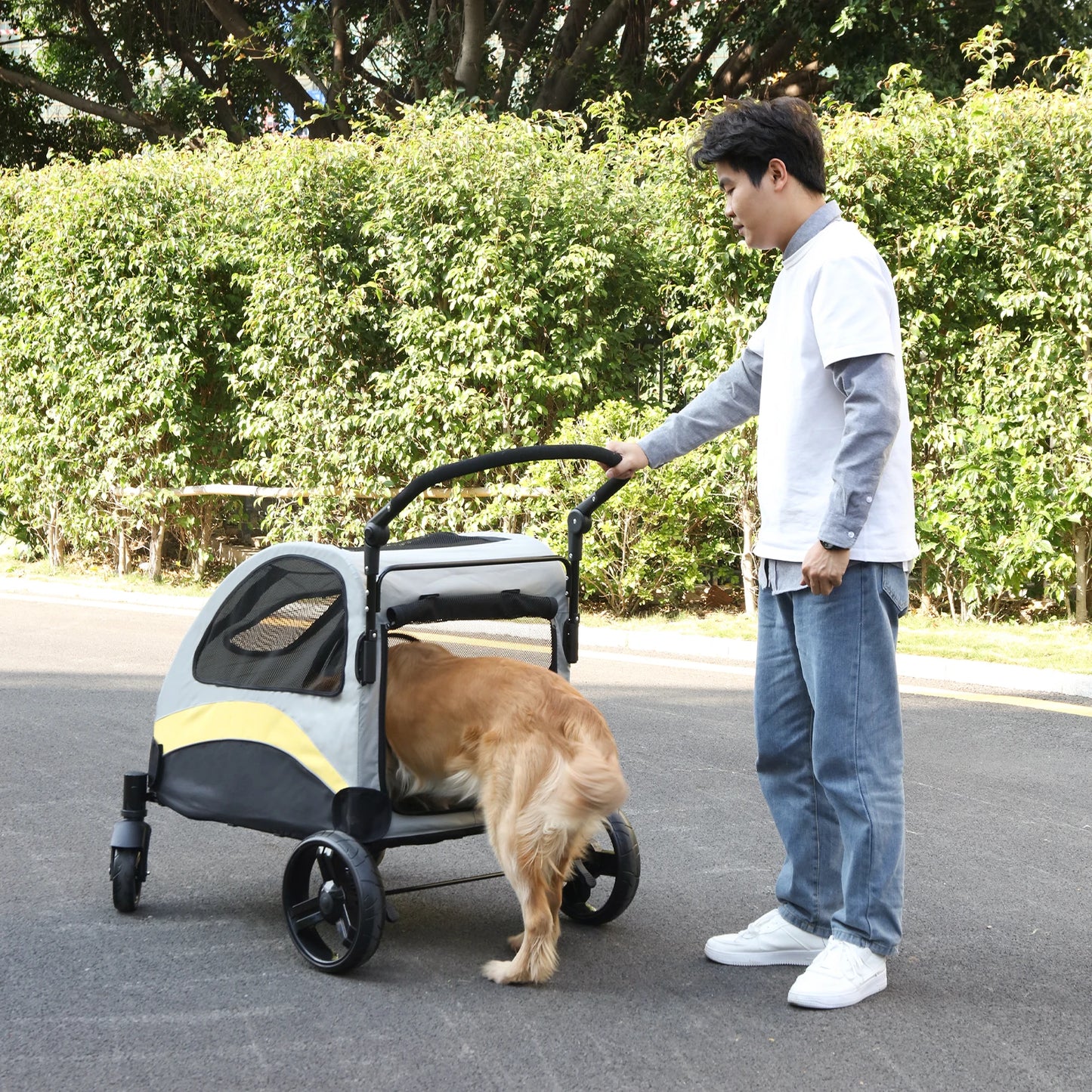 Portable Dog Stroller Foldable Pet Carrier with Wheels