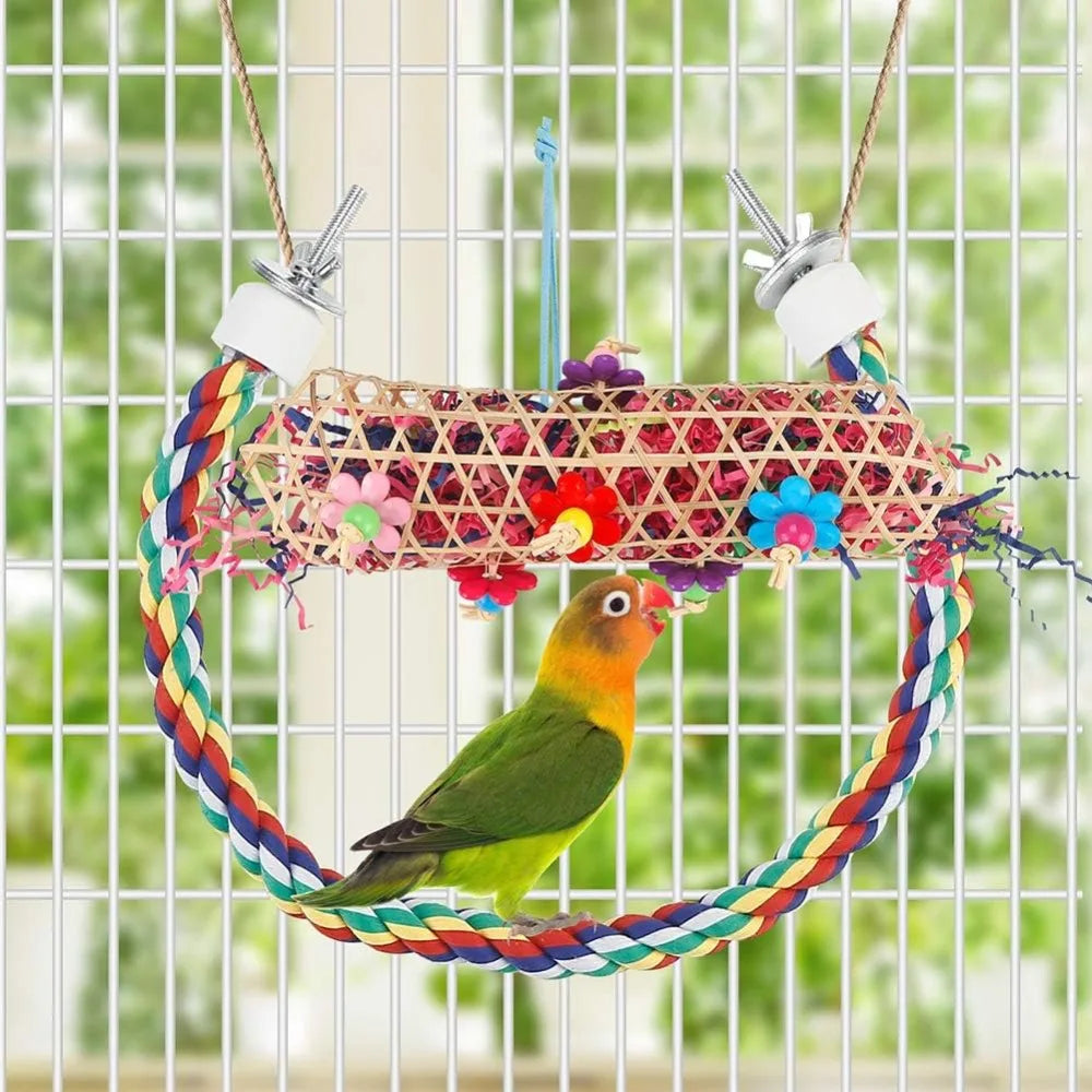 6 Pack Paper Bird Chew Toys With Crinkle Ball