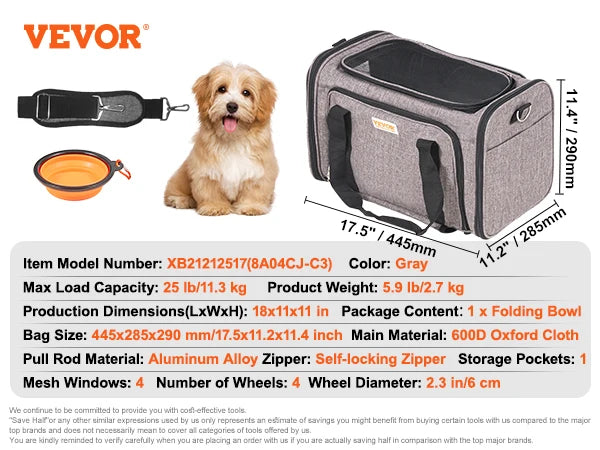 Pet Cat Carrier Backpack With Wheels Telescopic Handle For Travel