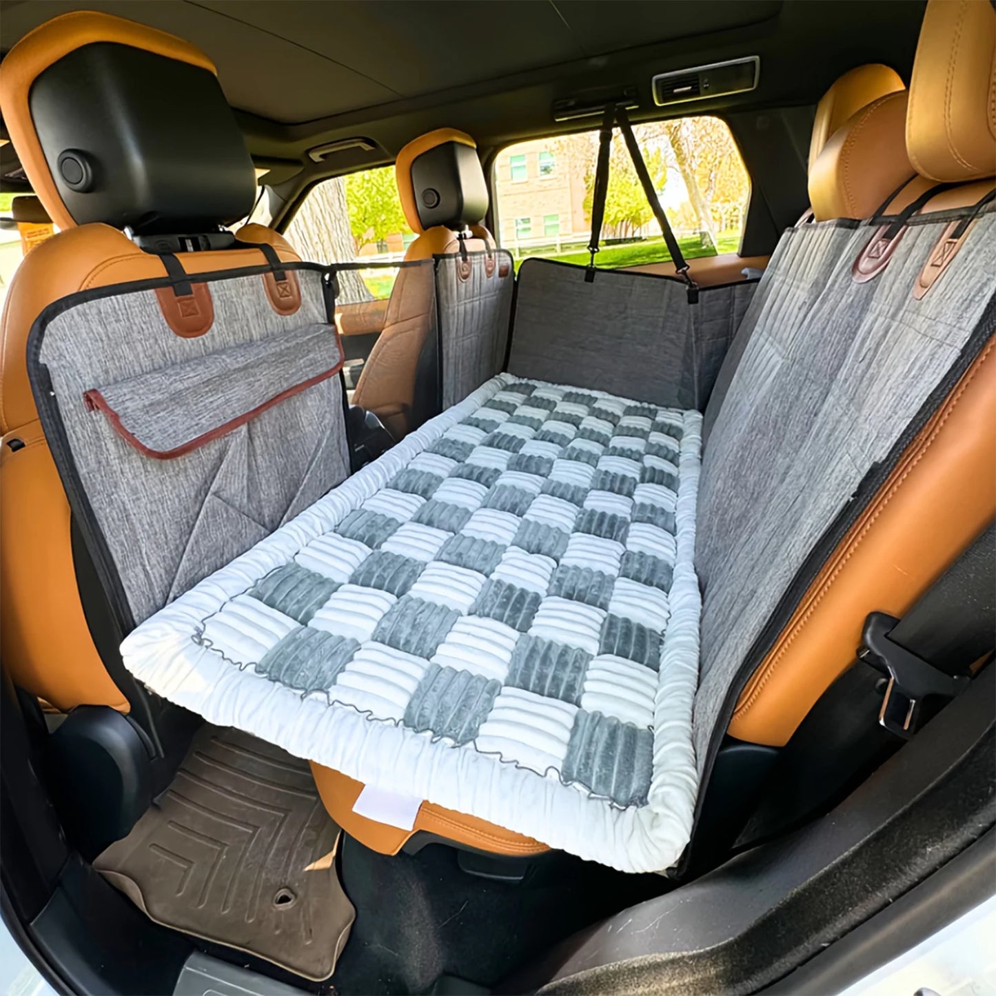 PETRAVEL Dog Bed Warm Mat Car Seat Cover Plaid Cushion