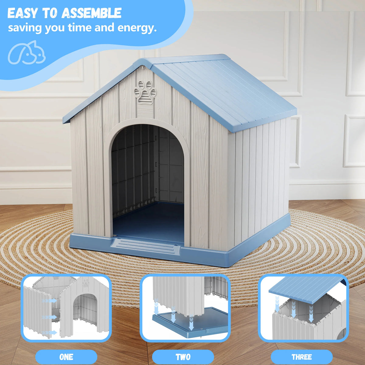 Plastic Dog House Weatherproof Indoor Outdoor Shelter