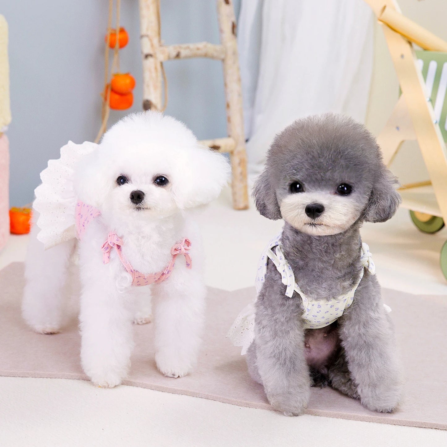 NONECN Floral Dog Dress Summer Sling Princess Skirt