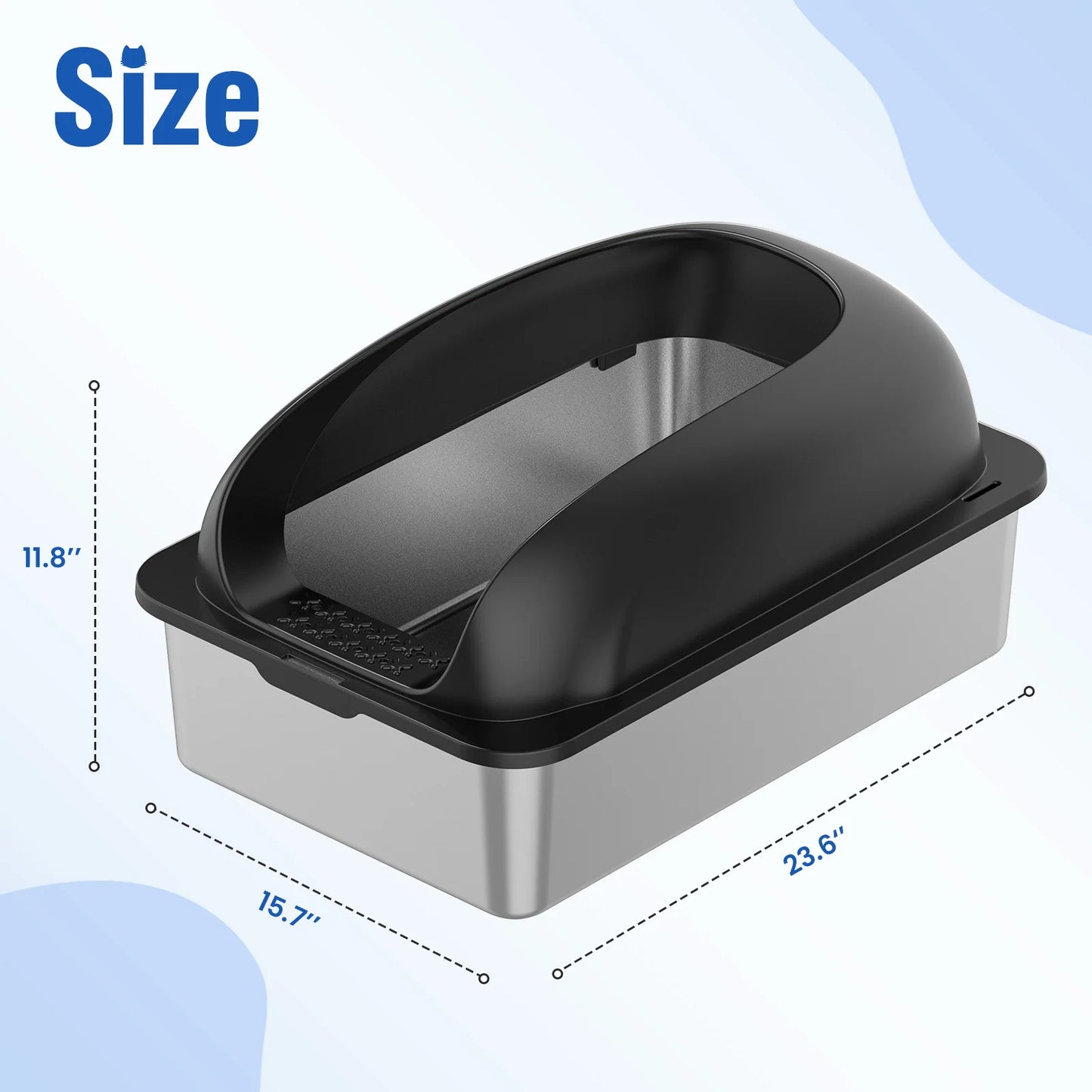 JHK Stainless Steel Large Cat Litter Box With Lid And Mat