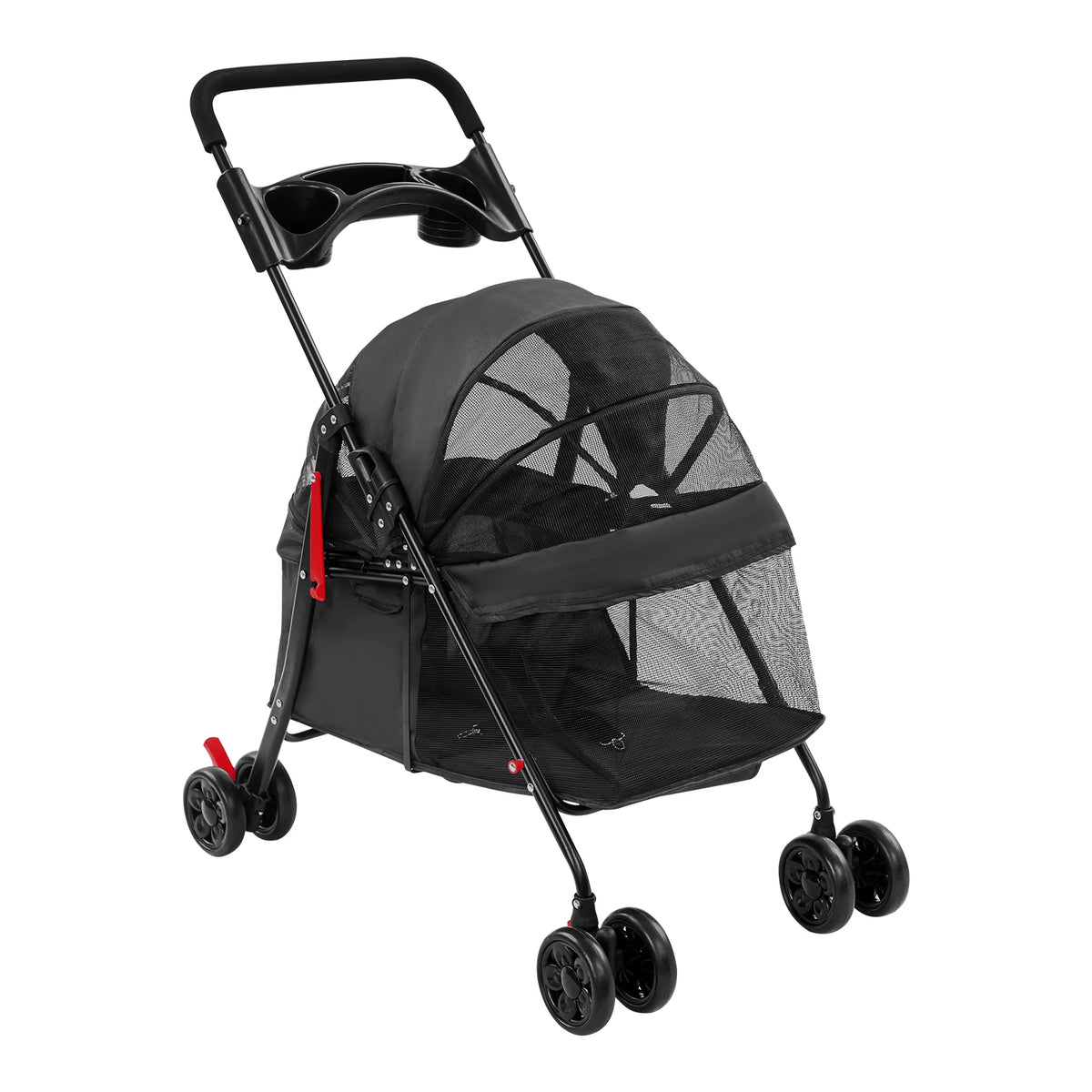 Ergonomic Foldable Pet Travel Cart With Breathable Mesh Ventilation
