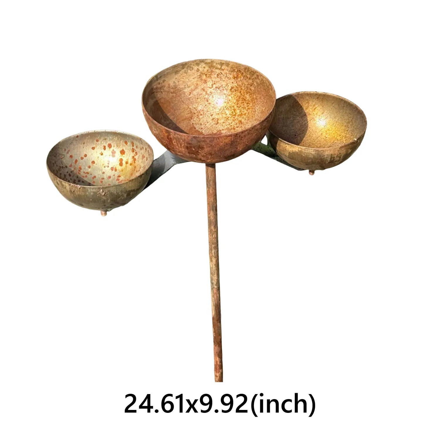 3-Layer Bird Water Bowl With Metal Stake Outdoor Bird Bath