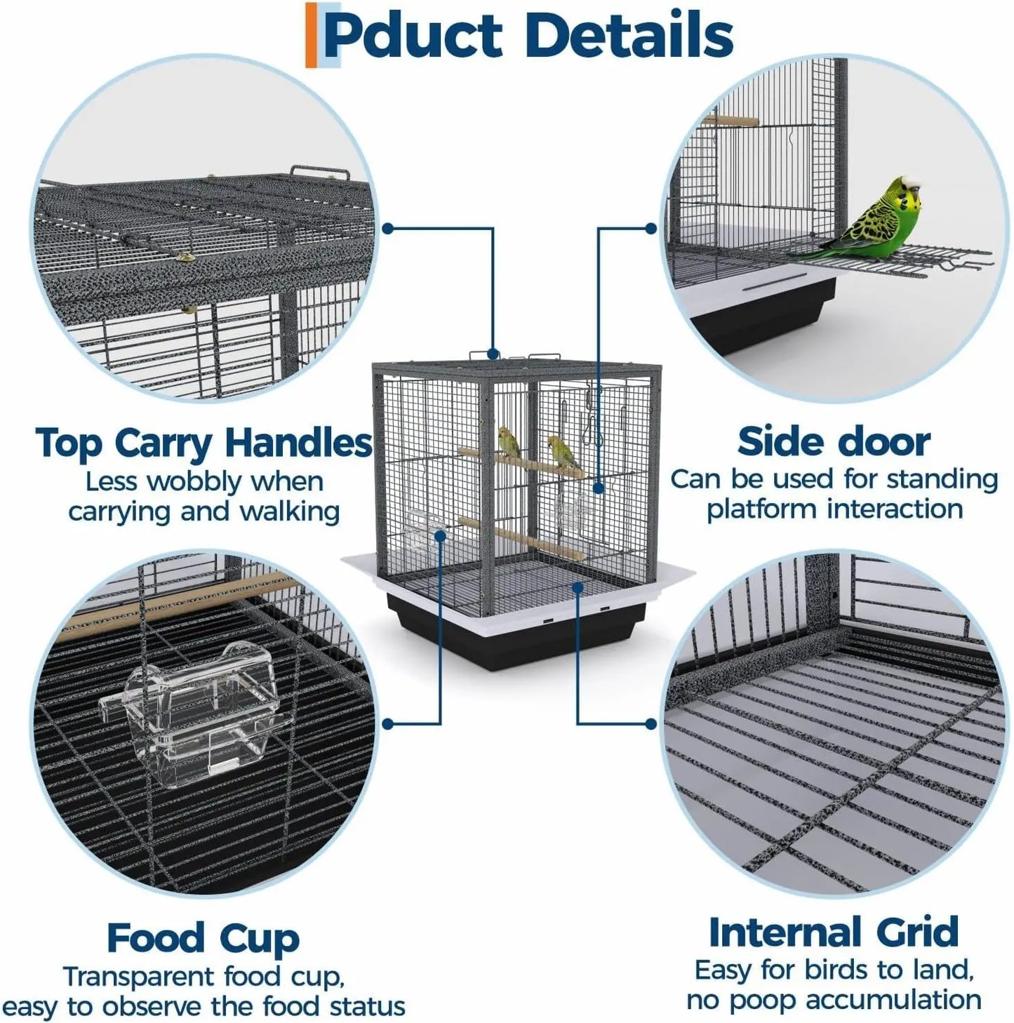 Acekool Small Bird Cage Travel Carrier For Parakeets