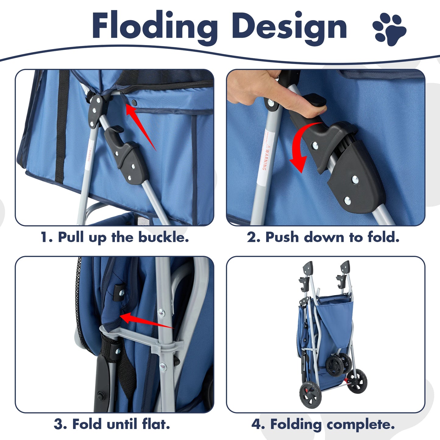 Foldable Three Wheel Pet Stroller For Small Dogs And Cats