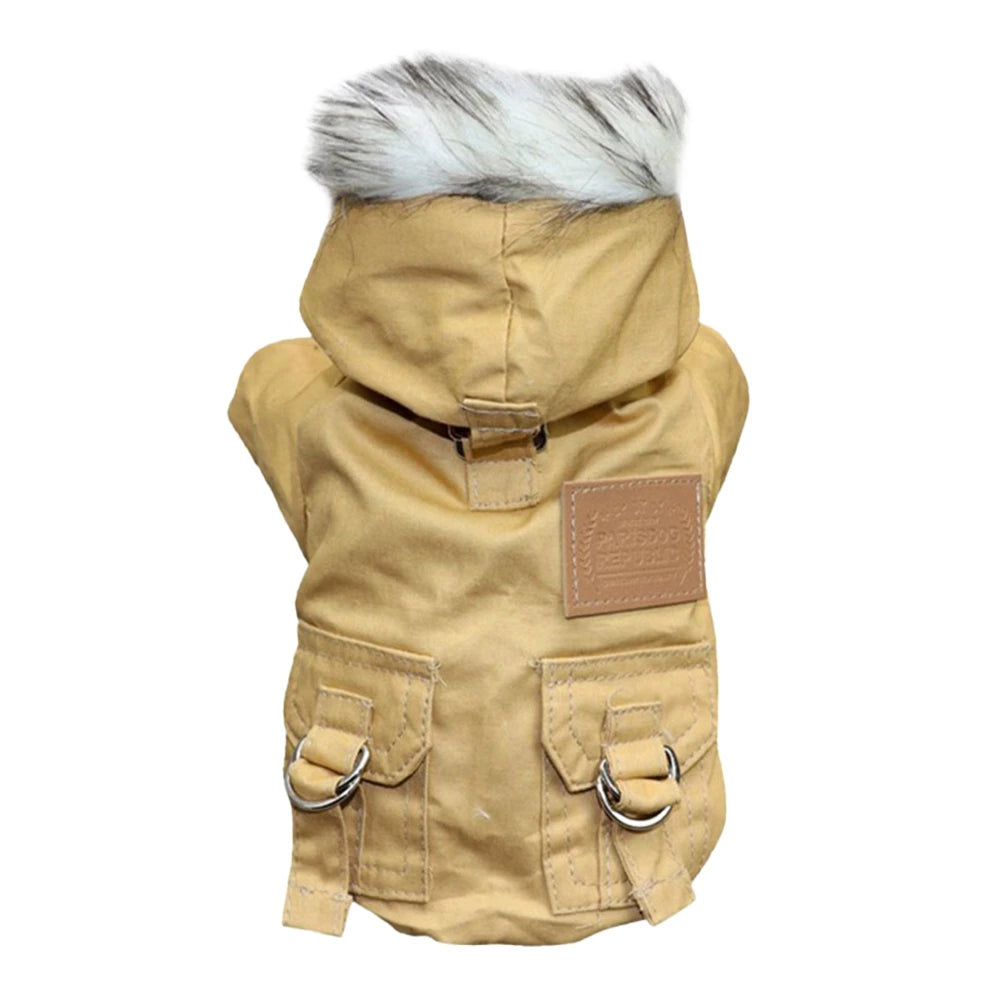 Dog Jacket With Harness Winter Windproof Coat Hoodie Vest Outdoor