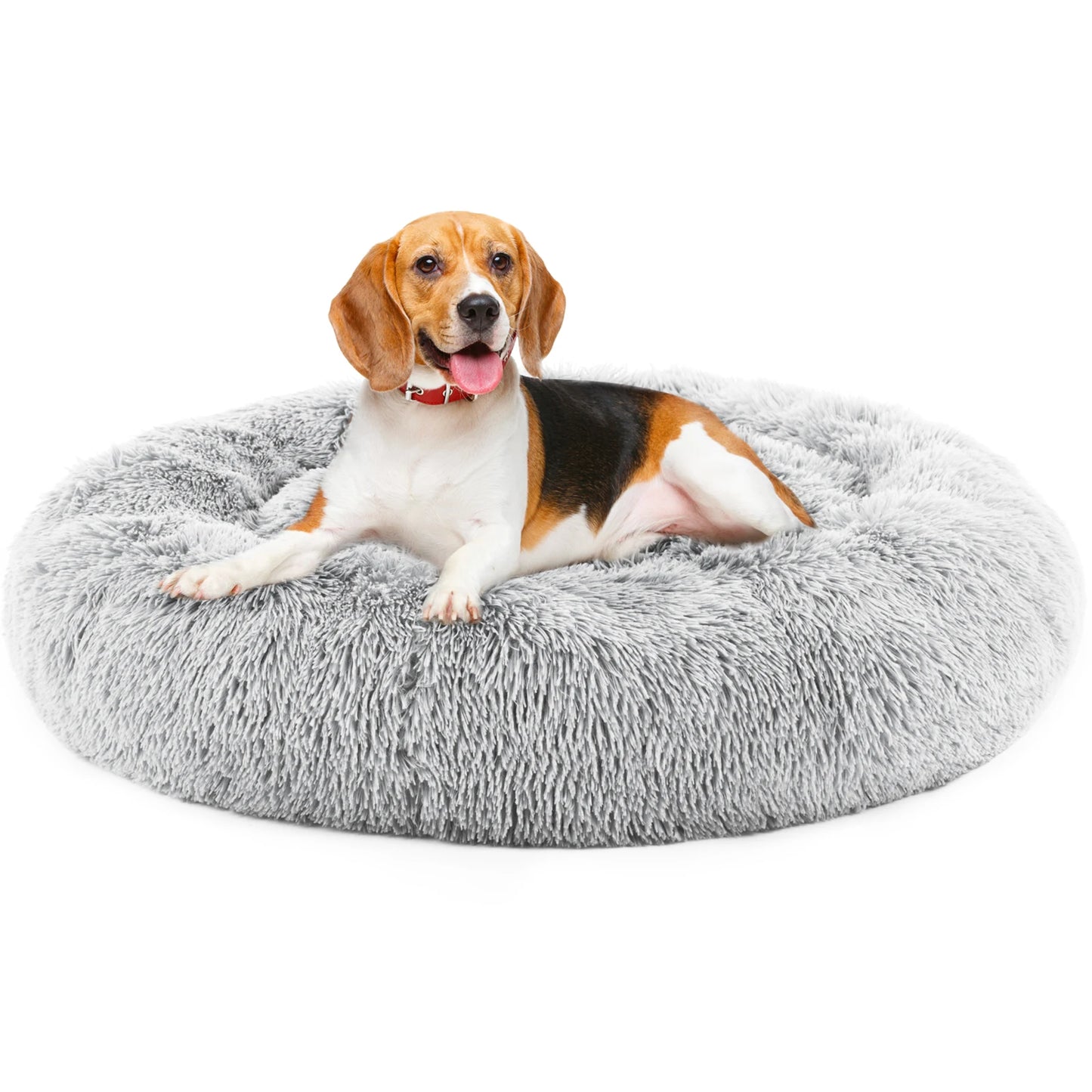 JHK Calming Dog Bed Plush Round Faux Fur For Comfort