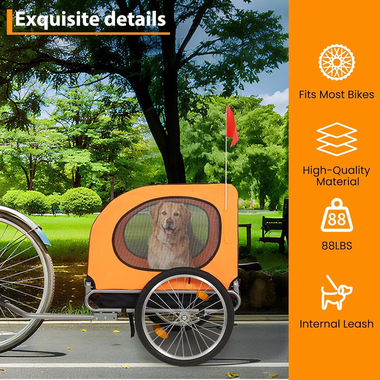 TWISTER.CKB Large Dog Bike Trailer Foldable Oxford Fabric
