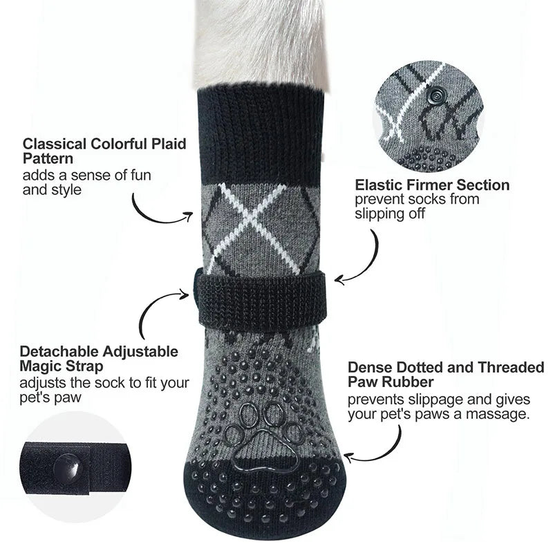 NONECN AntiSlip Dog Socks Paw Protectors For Indoor Outdoor Traction