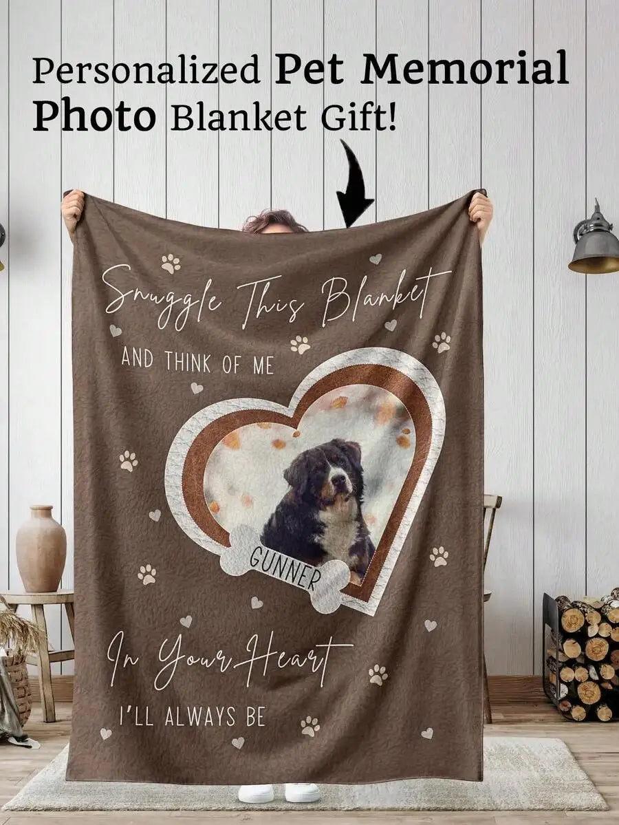 Personalized Pet Name Blanket With Paw Print Pattern Soft Fleece